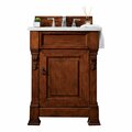 James Martin Vanities Brookfield 26in Single Vanity, Warm Cherry w/ 3 CM Carrara Marble Top 147-114-V26-WCH-3CAR